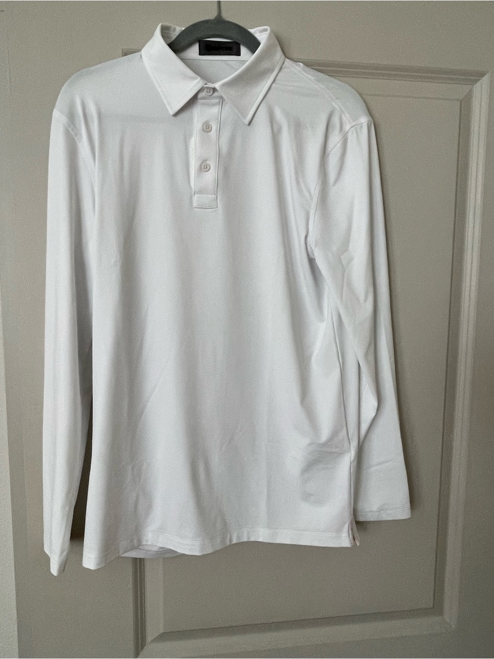 G/FORE Men's White Long Sleeve Ice Melange Polo Small